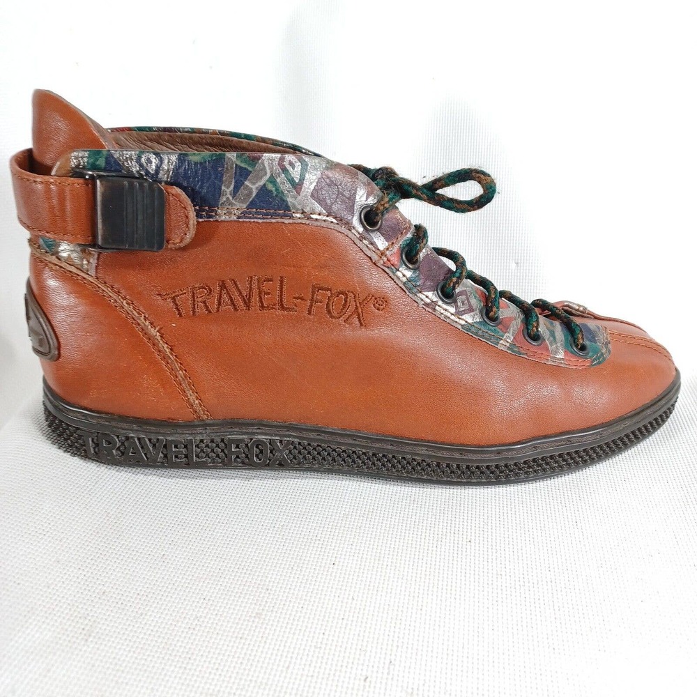 Travel Fox Brown Leather Mid-Top Shoes Sneakers (Size 6.5)